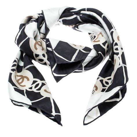 black chanel logo scarf|cheap chanel scarf.